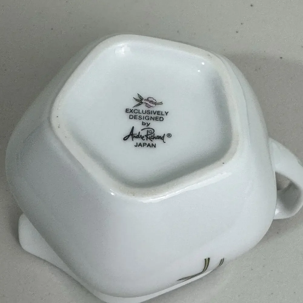 Andre Richard Japan VTG Porcelain Creamer Pitcher & Saucer Plate Indian Tree